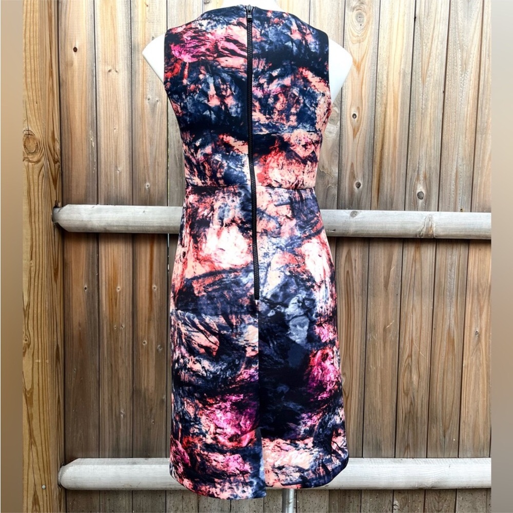 Cynthia Rowley Black Peach Abstract Print Scuba Lined Dress - Picture 3 of 11